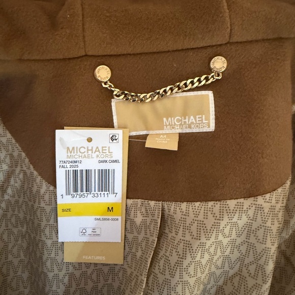 Michael Kors Jackets & Blazers - Michael Kors NEW Camel Brown Coat with Chain Detail. Free Michael Kors paper bag